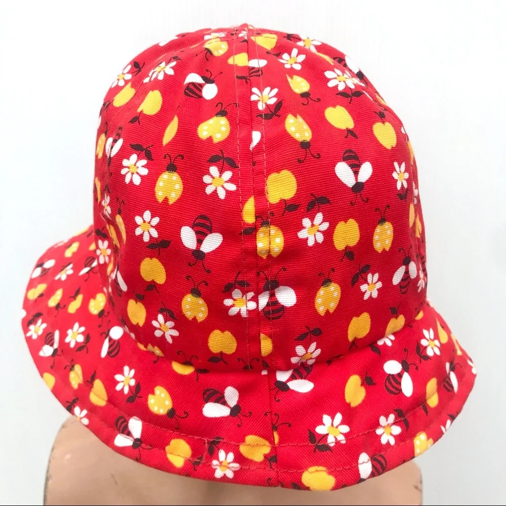 Vintage 60’s mod bumblebee daisy apples floppy novelty print bucket hat - Picture 6 of 8